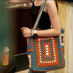 Colorful Crochet Tote Bag